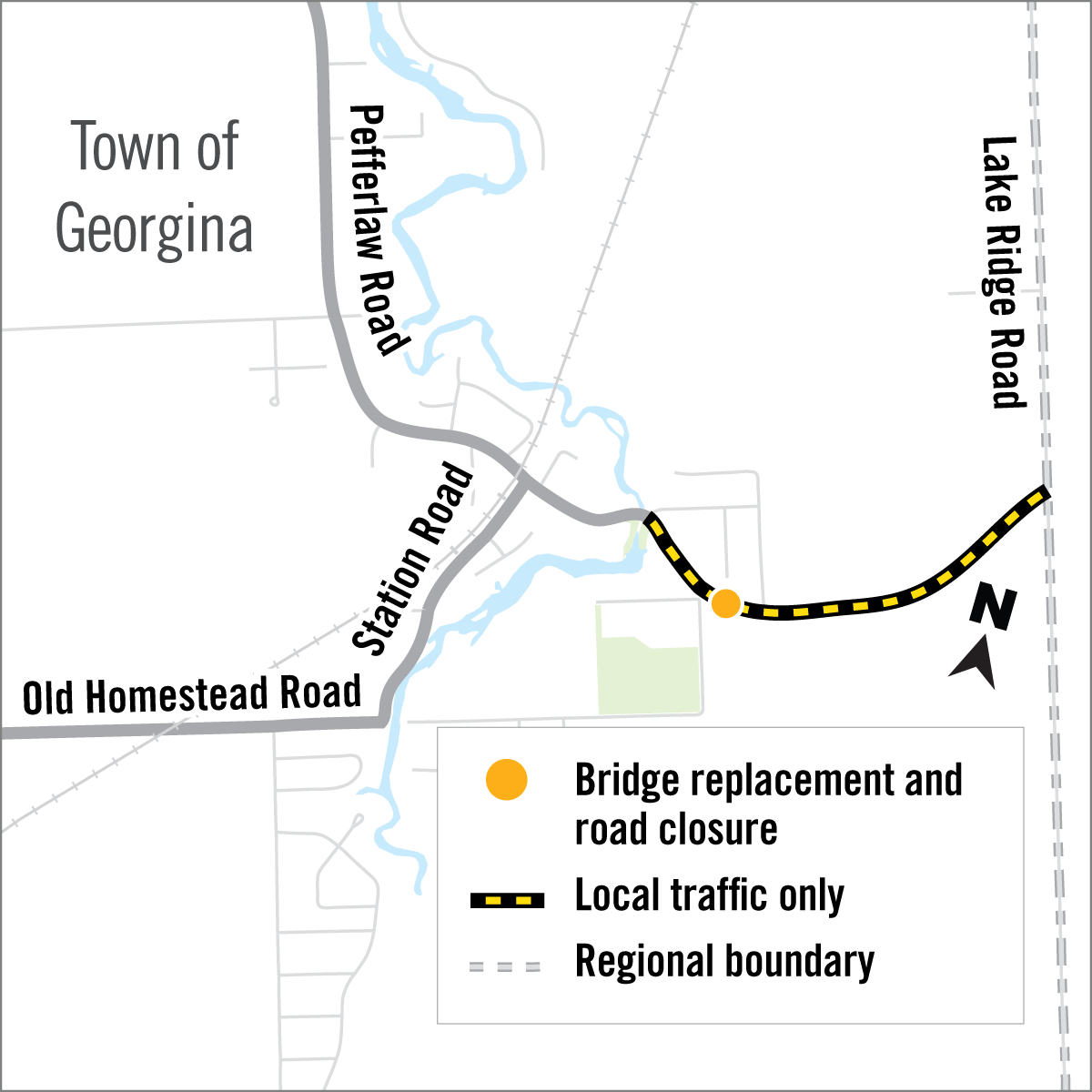 Construction on Pefferlaw Road, west of Lake Ridge Road York Region